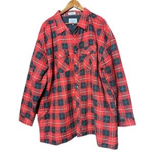 Great Outdoor Men 4X Red Plaid Flannel Lined Snap Button Western Shirt Jacket